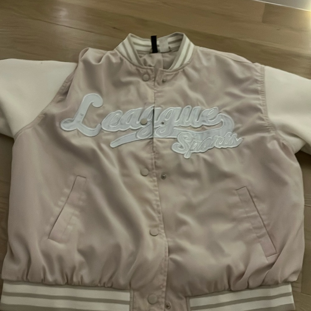HNM VARSITY JACKET- cream and light blue- extremely lightly used- Small